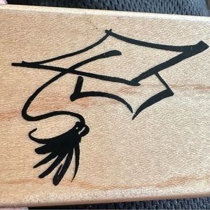 Stampendous! Grad Cap Rubber Stamp 2000 H122 Tassel, Wood, NEW